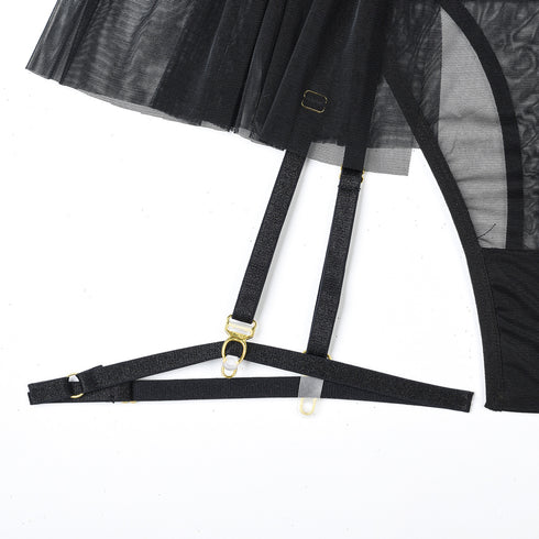 Forbidden Sexy Black Lace Skirt Set - Shop Hollywood Lingerie Online in Pakistan - Omi Beauty