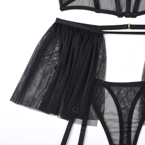 Forbidden Sexy Black Lace Skirt Set - Shop Hollywood Lingerie Online in Pakistan - Omi Beauty