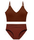 Brown Rib Cotton Matching Set for Women