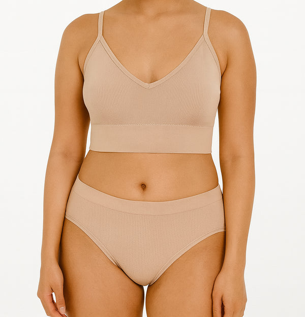 Pink Rib Cotton Matching Set for Women