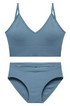 Blue Rib Cotton Matching Set for Women