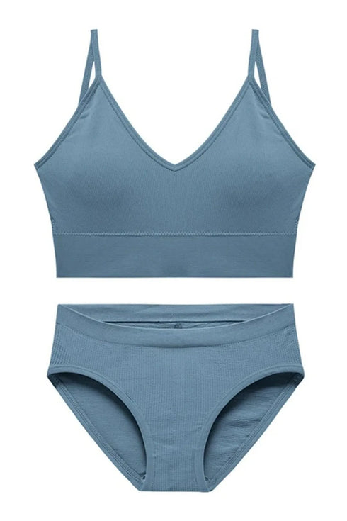 Black Rib Cotton Matching Set for Women