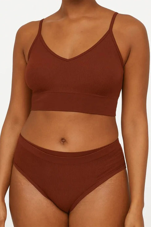 Black Rib Cotton Matching Set for Women