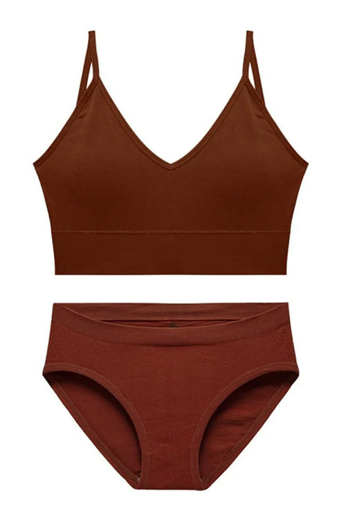 Black Rib Cotton Matching Set for Women