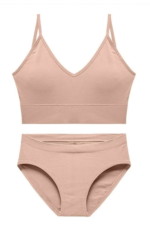 Black Rib Cotton Matching Set for Women