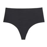 High Waisted Seamless Thong - Black